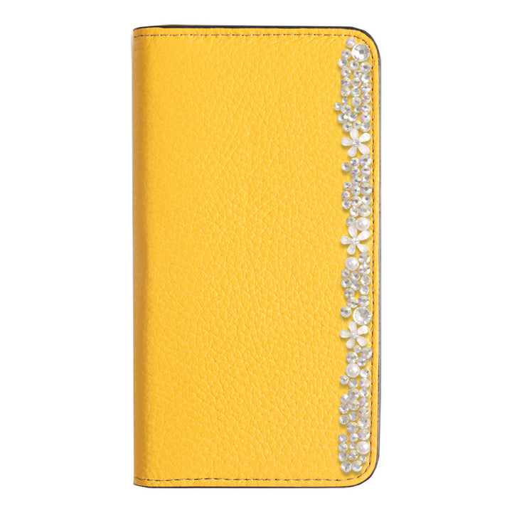 Genuine leather 32 colors Italian shrink leather flower decoration notebook-style case iPhone series
