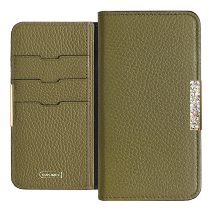 Genuine leather 32 colors Italian shrink leather stone frame deco notebook-style case AQUOS series