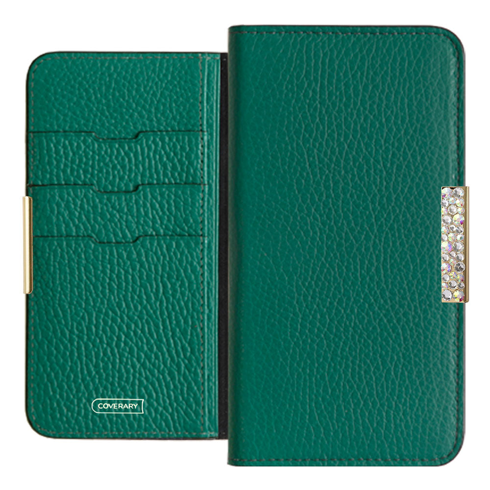 Cuir véritable 32 couleurs cuir italien grainé étui portefeuille à cadre en pierre série Galaxy