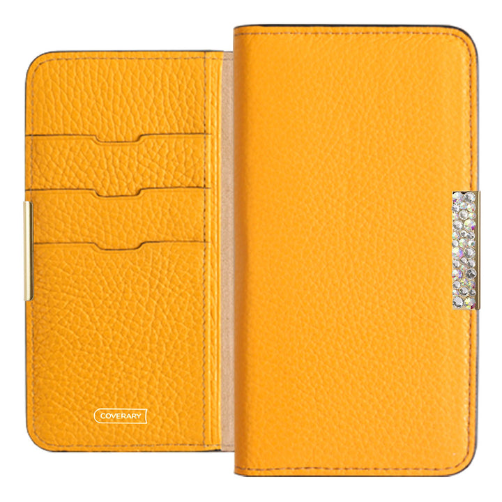 Genuine leather 32 colors Italian shrink leather stone frame deco notebook-style case AQUOS series