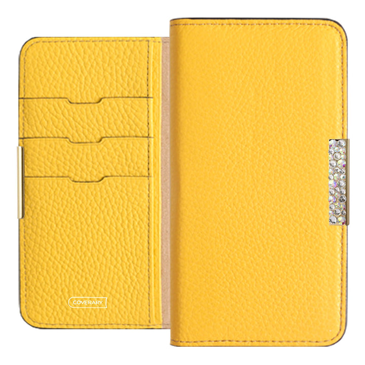 Genuine leather 32 colors Italian shrink leather stone frame deco notebook-style case AQUOS series