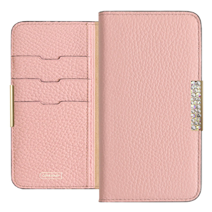 Genuine leather 32 colors Italian shrink leather stone frame deco notebook-style case AQUOS series