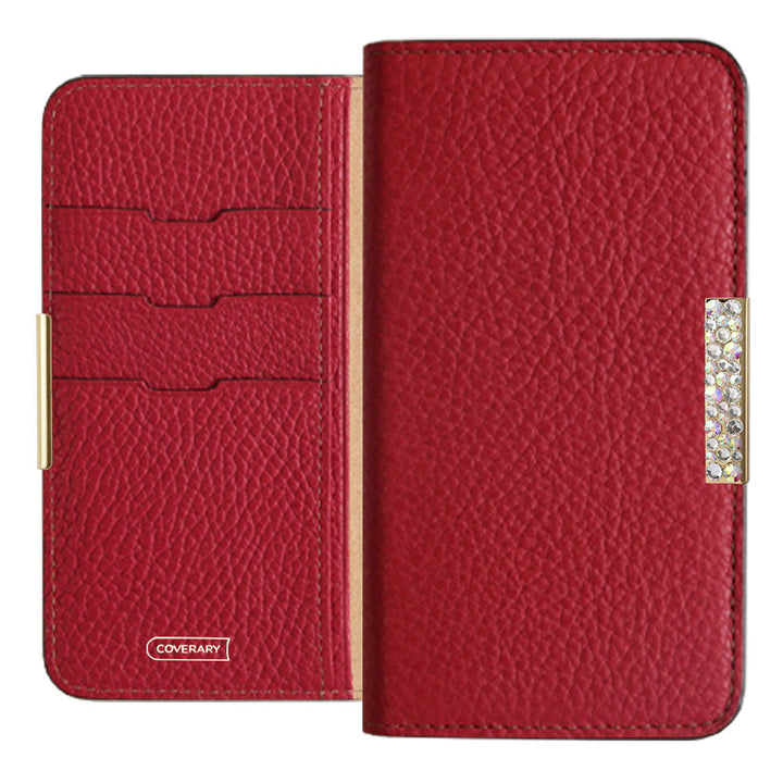 Genuine leather 32 colors Italian shrink leather stone frame deco notebook-style case AQUOS series