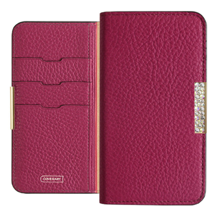 Cuir véritable 32 couleurs cuir italien grainé cadre pierre décor étui portefeuille série Xperia