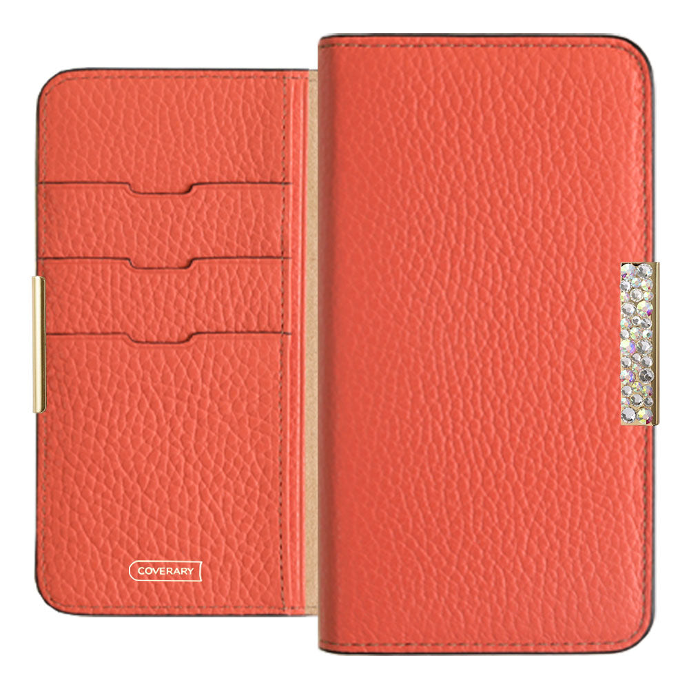 Cuir véritable 32 couleurs cuir italien grainé cadre pierre décor étui portefeuille pour série iPhone