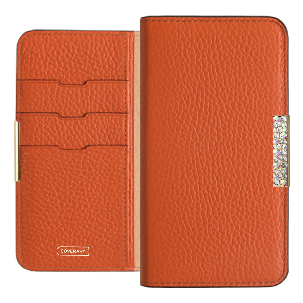 Cuir véritable 32 couleurs cuir italien grainé étui portefeuille à cadre en pierre série Galaxy