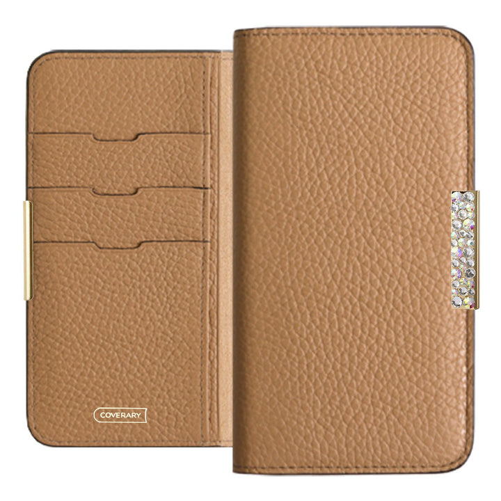 Cuir véritable 32 couleurs cuir italien grainé cadre pierre décor étui portefeuille série Xperia