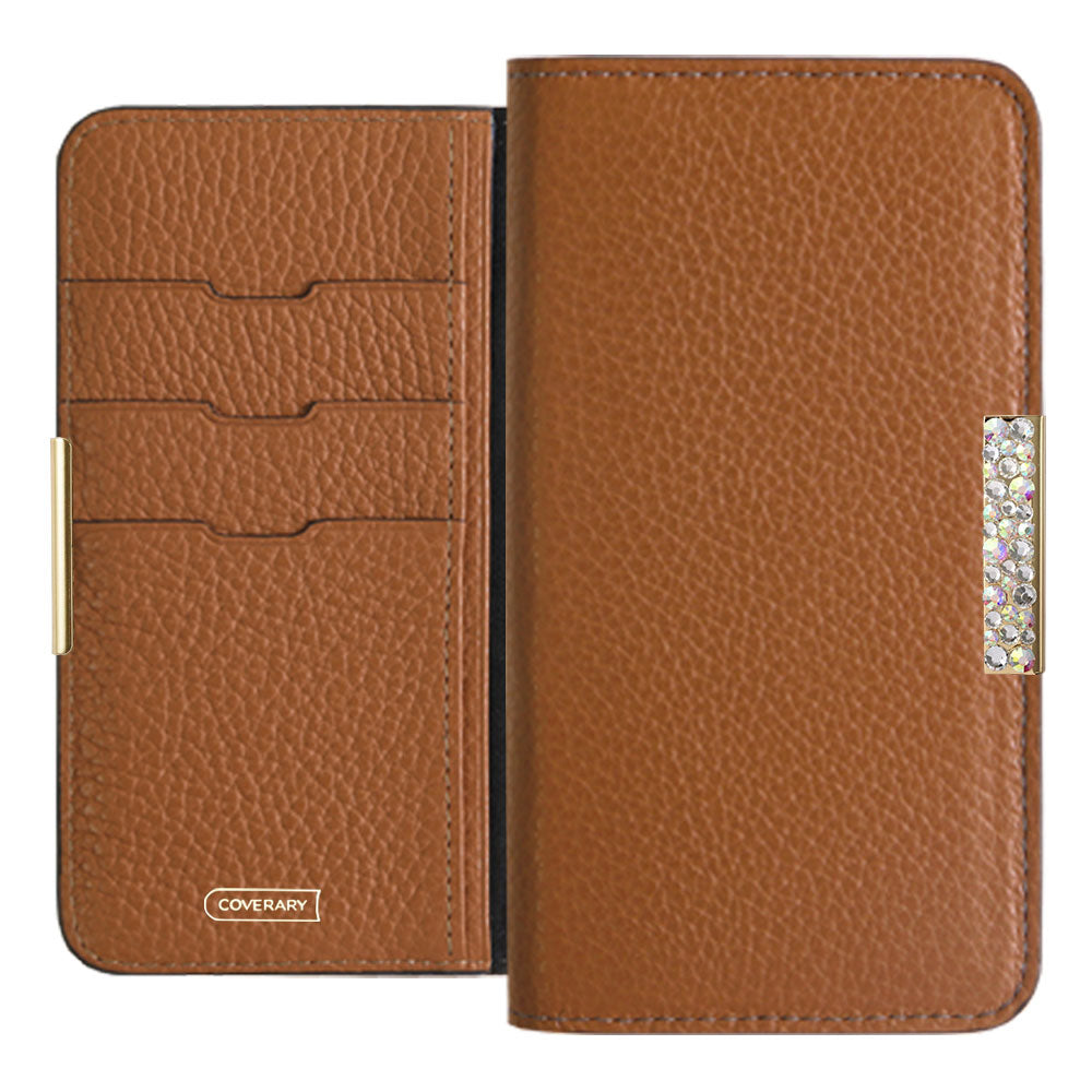 Cuir véritable 32 couleurs cuir italien grainé étui portefeuille à cadre en pierre série Galaxy