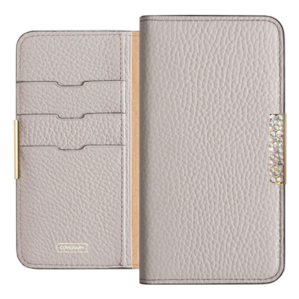 Cuir véritable 32 couleurs cuir italien grainé cadre pierre décor étui portefeuille pour série iPhone