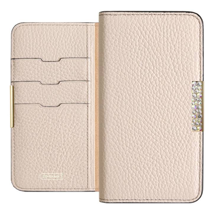 Étui portefeuille en cuir italien grainé véritable, 32 couleurs, cadre en pierre décoratif