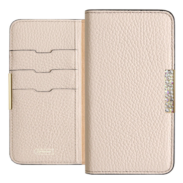 Cuir véritable 32 couleurs cuir italien grainé étui portefeuille à cadre en pierre série Galaxy