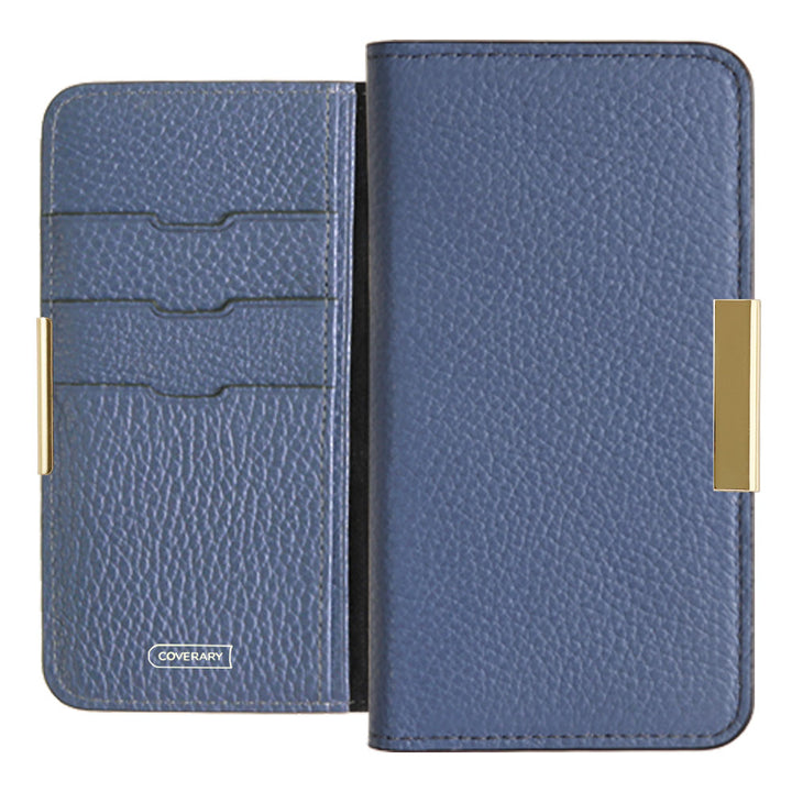 Genuine leather 32 colors Italian shrink leather gold frame deco notebook-style case