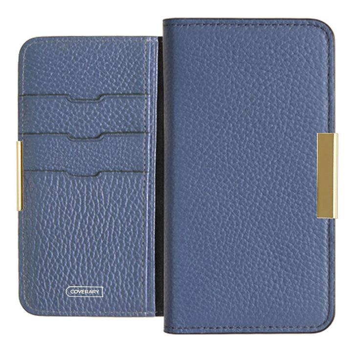 Genuine leather 32 colors Italian shrink leather gold frame deco notebook-style case Google Pixel series