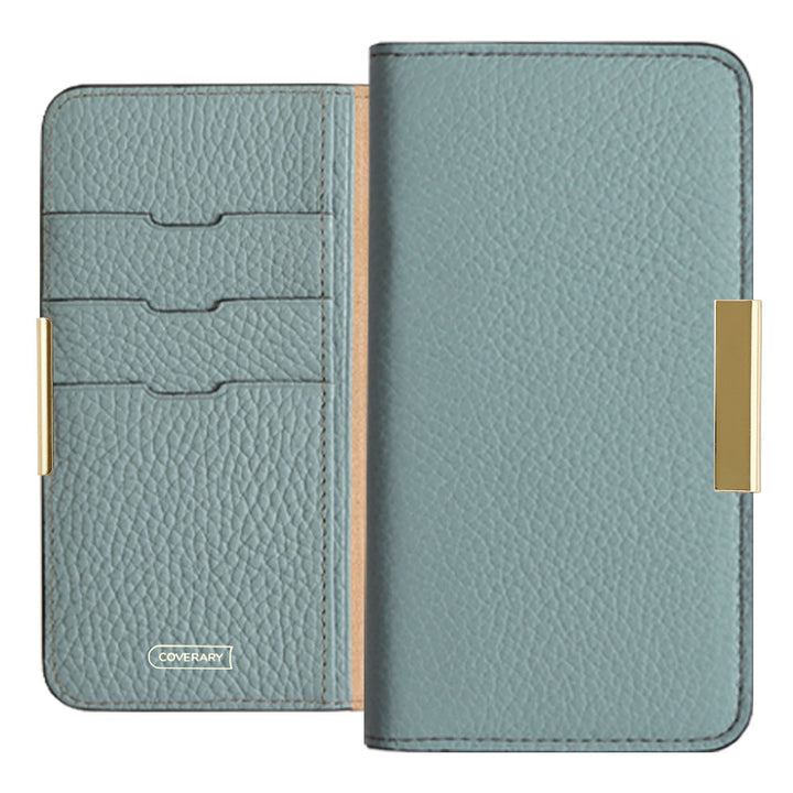 Genuine leather 32 colors Italian shrink leather gold frame deco notebook-style case