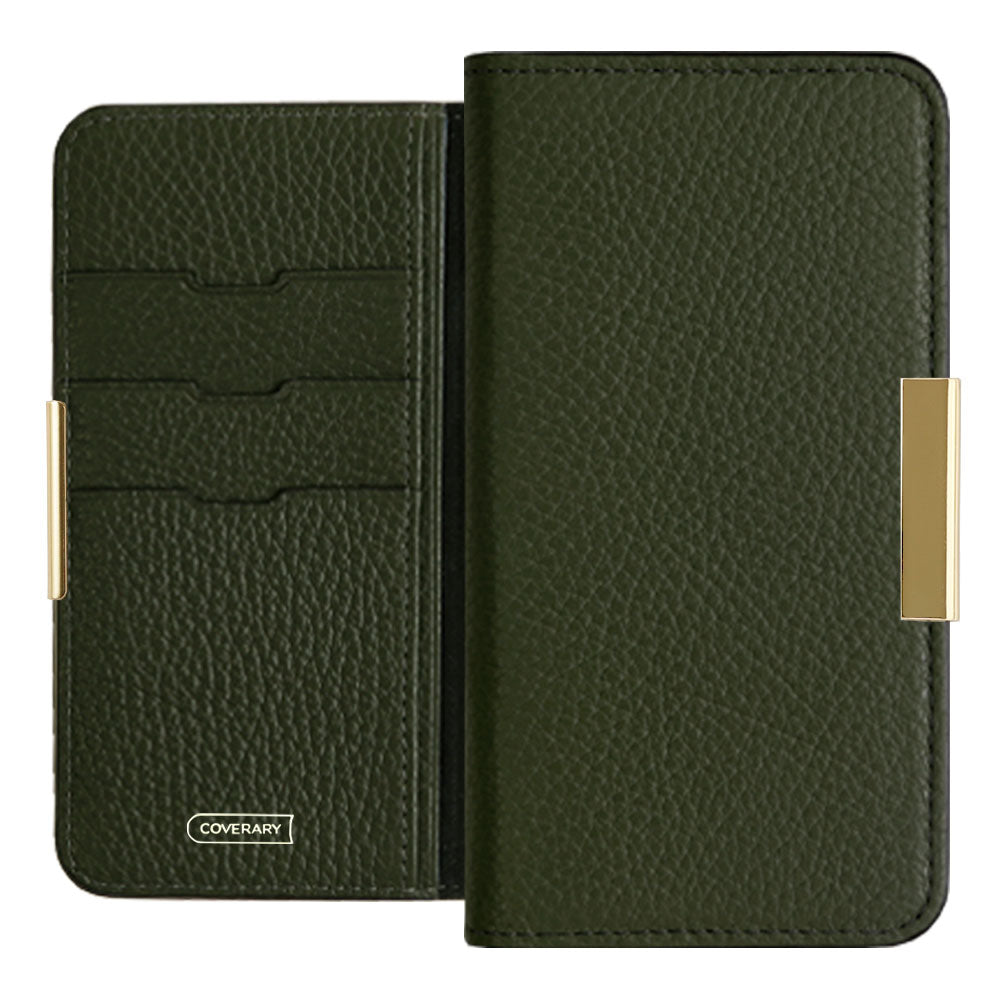 Genuine leather 32 colors Italian shrink leather gold frame deco notebook-style case