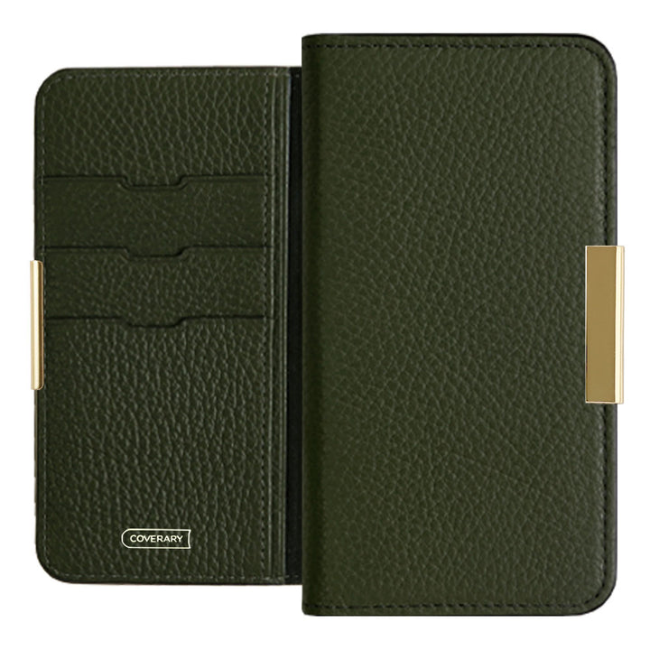 Genuine leather 32 colors Italian shrink leather gold frame deco notebook-style case