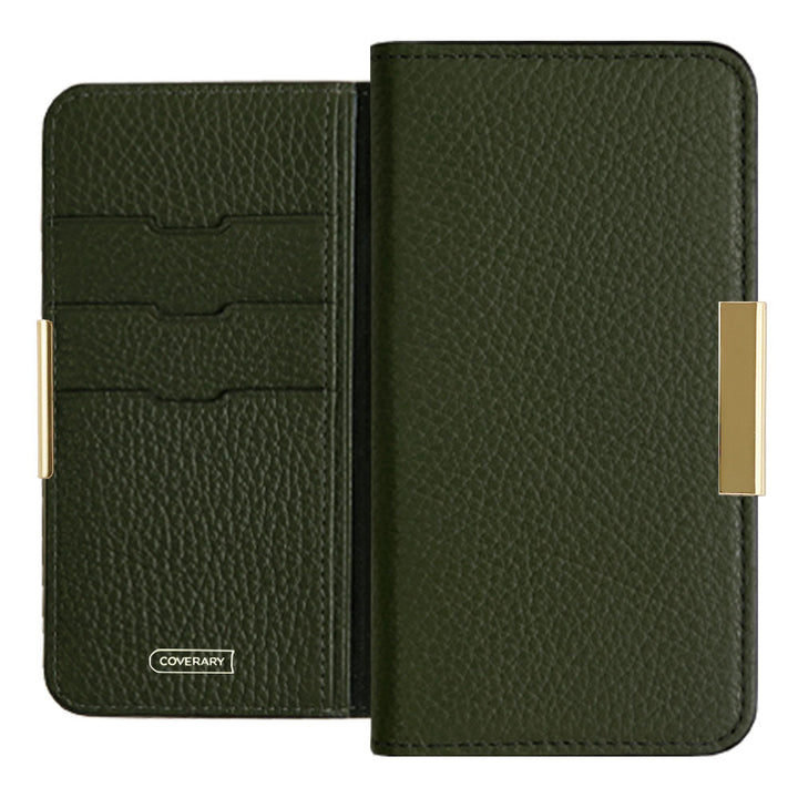 Genuine leather 32 colors Italian shrink leather gold frame deco notebook-style case Google Pixel series