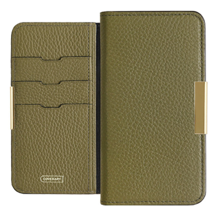 Genuine leather 32 colors Italian shrink leather gold frame deco notebook-style case Google Pixel series