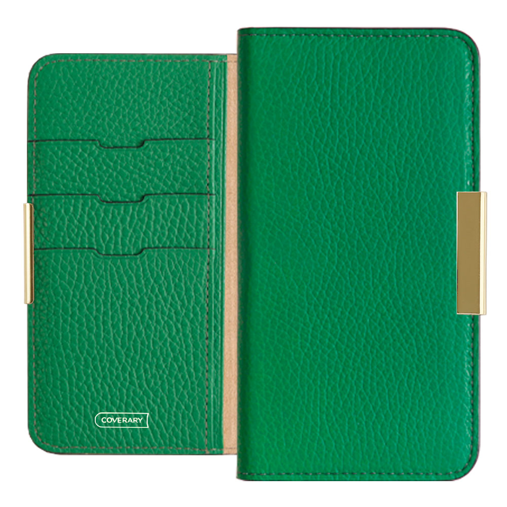 Cuir véritable 32 couleurs cuir italien grainé cadre doré décor étui portefeuille série Galaxy