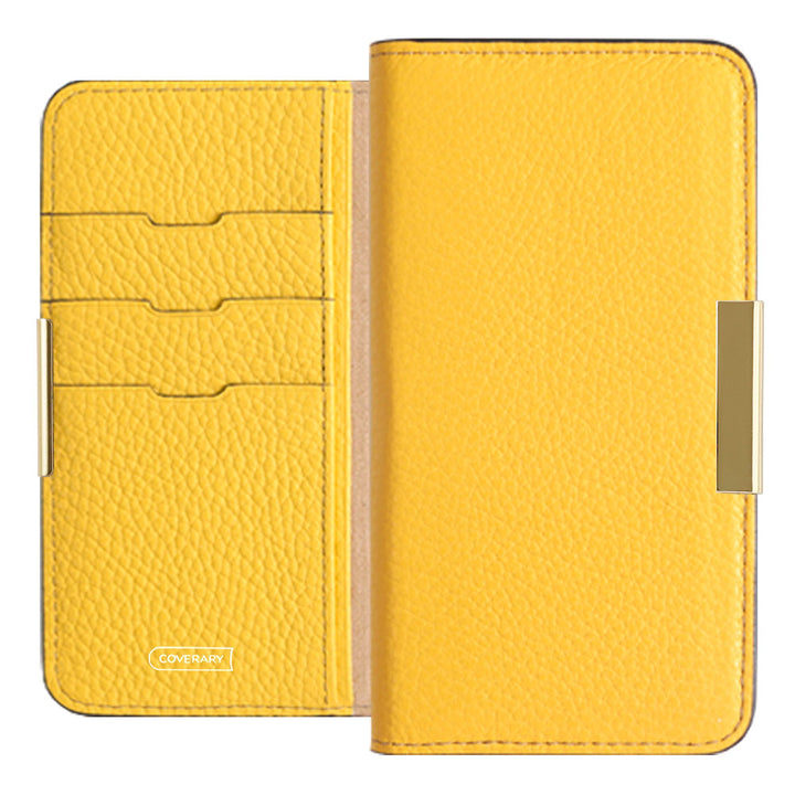 Cuir véritable 32 couleurs cuir italien grainé cadre doré décor étui portefeuille série Galaxy