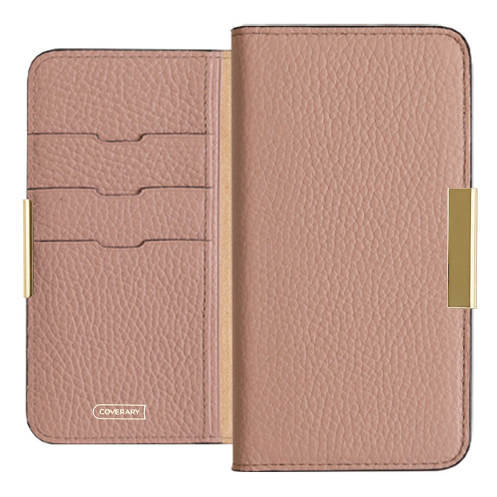 Genuine leather 32 colors Italian shrink leather gold frame deco notebook-style case