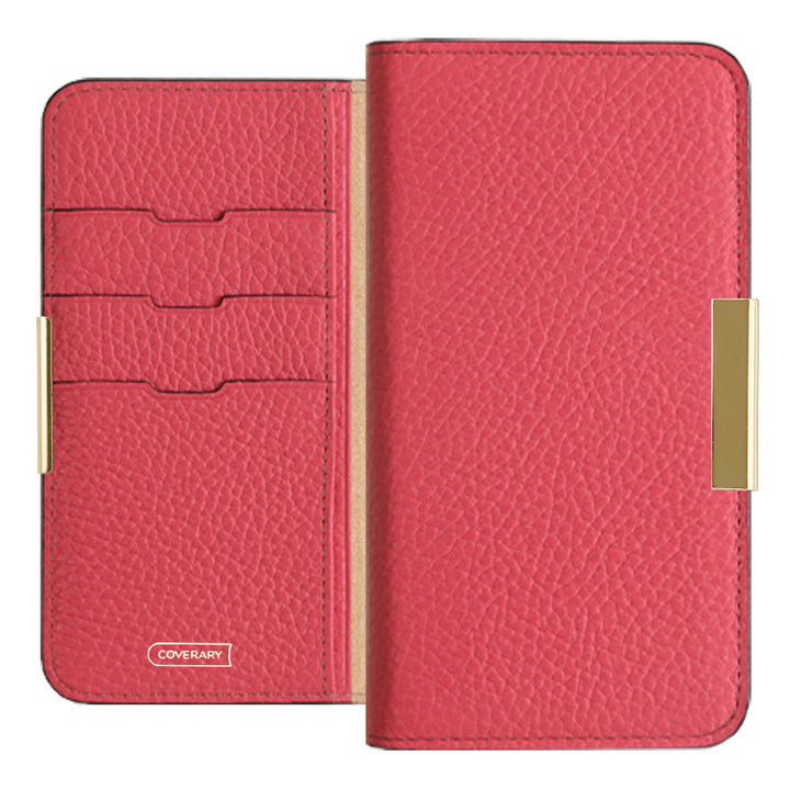 Genuine leather 32 colors Italian shrink leather gold frame deco notebook-style case Google Pixel series