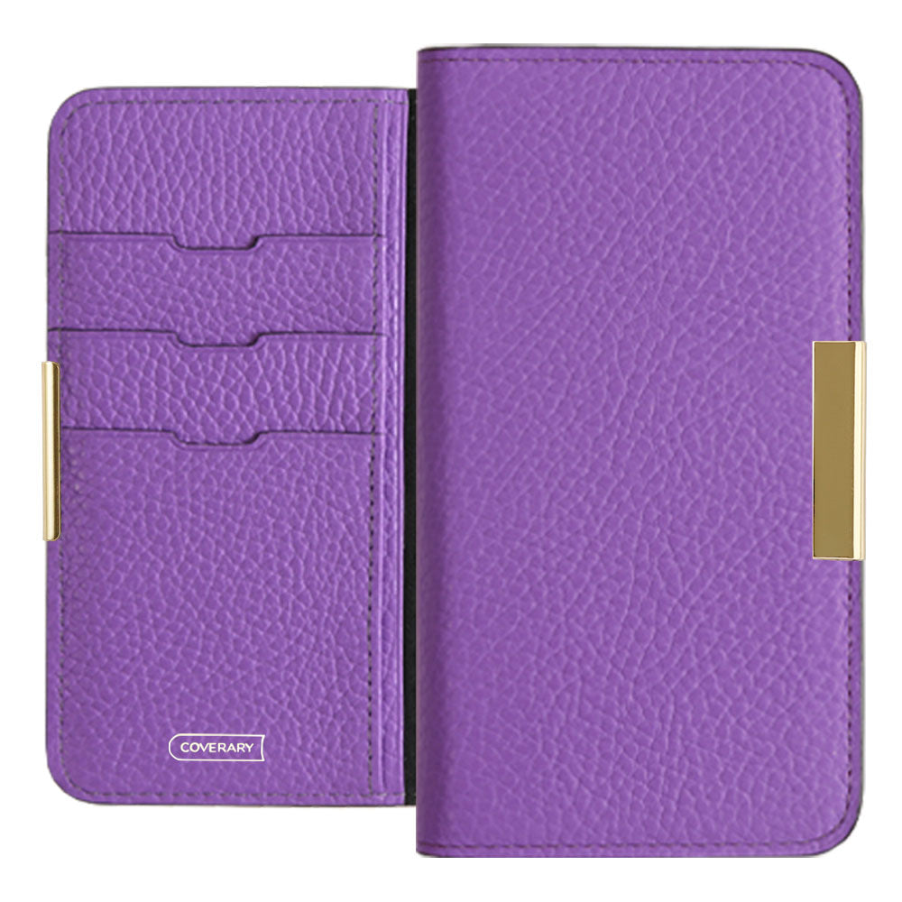 Cuir véritable 32 couleurs cuir italien grainé cadre doré décor étui portefeuille série Galaxy