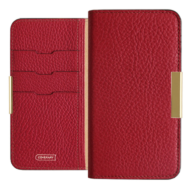 Genuine leather 32 colors Italian shrink leather gold frame deco notebook-style case