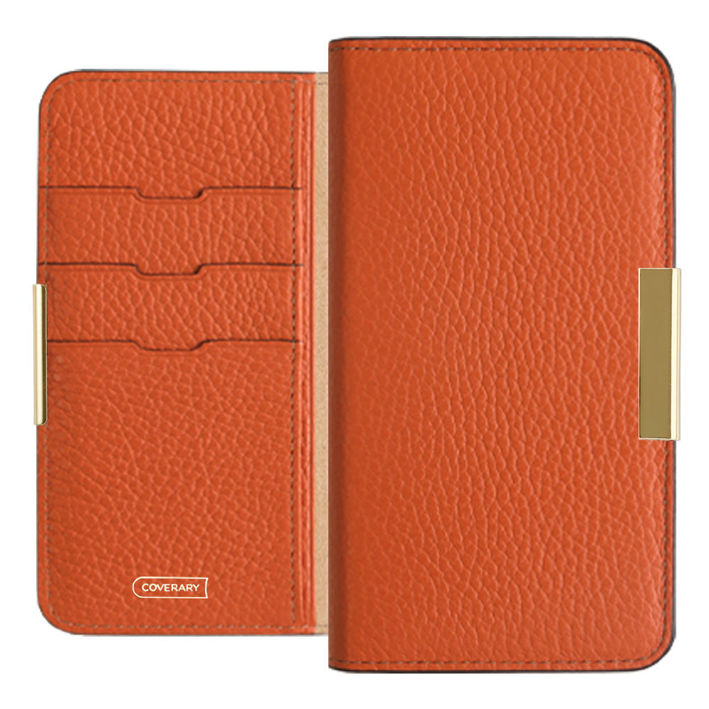 Genuine leather 32 colors Italian shrink leather gold frame deco notebook-style case Google Pixel series