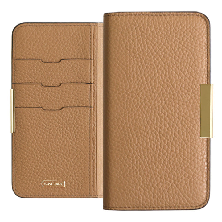 Genuine leather 32 colors Italian shrink leather gold frame deco notebook-style case