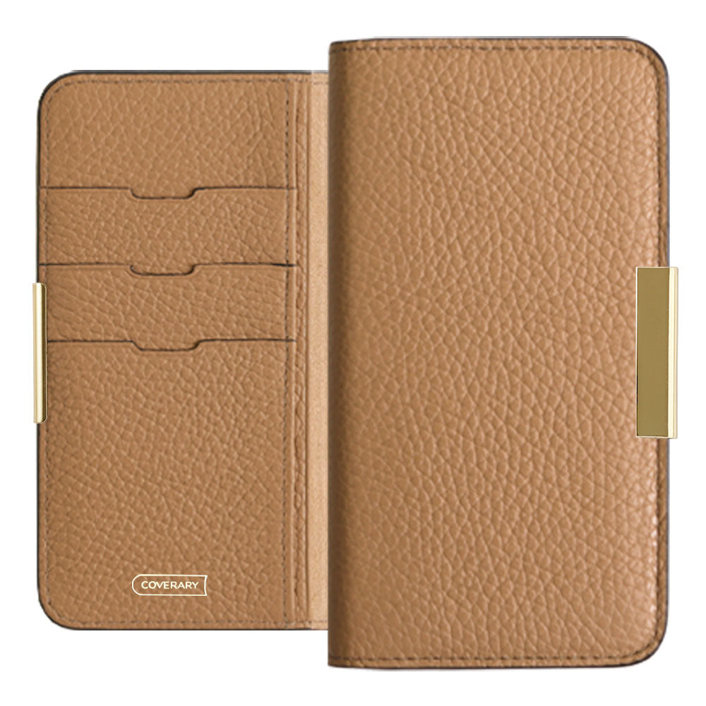 Cuir véritable 32 couleurs cuir italien grainé cadre doré décor étui portefeuille série Galaxy