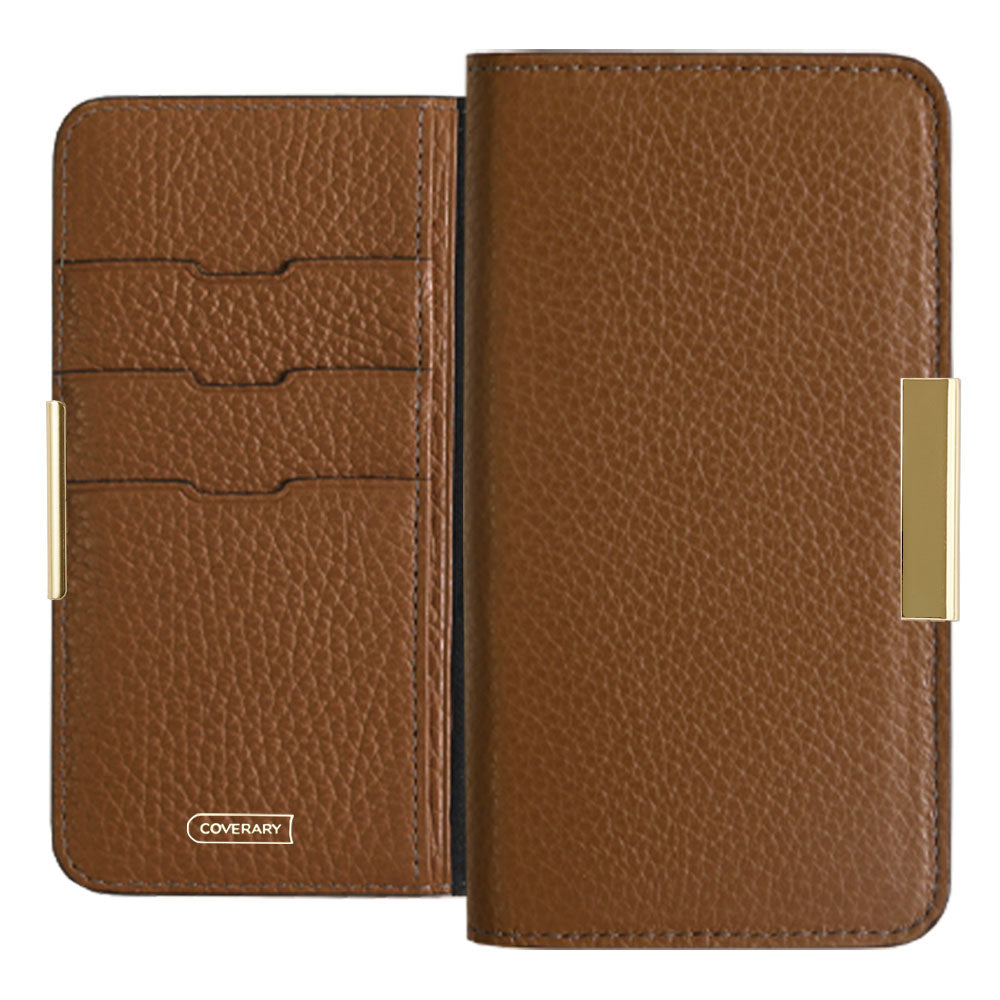 Genuine leather 32 colors Italian shrink leather gold frame deco notebook-style case