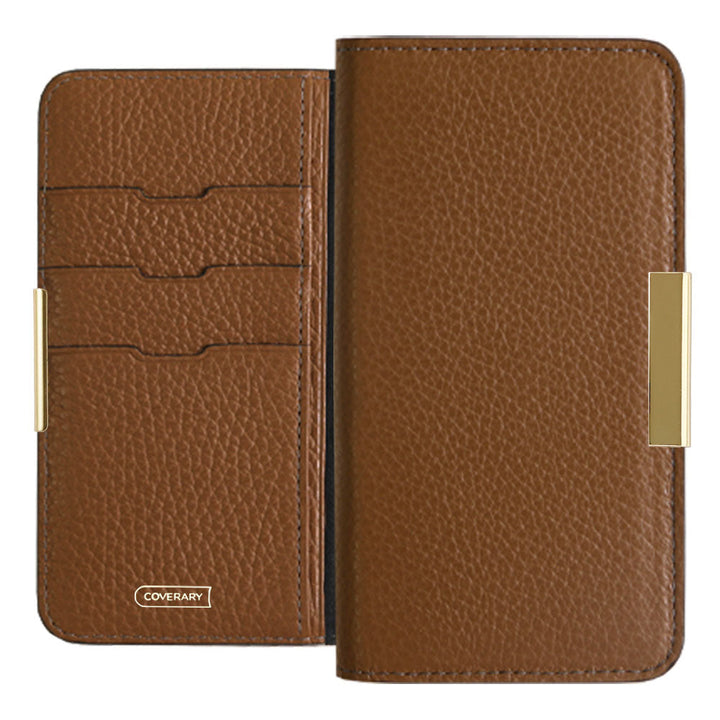 Genuine leather 32 colors Italian shrink leather gold frame deco notebook-style case Google Pixel series