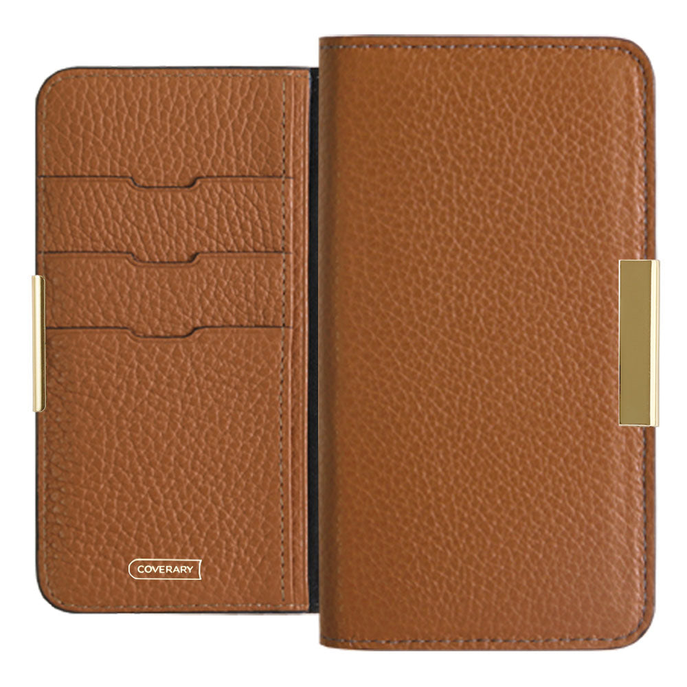 Genuine leather 32 colors Italian shrink leather gold frame deco notebook-style case Google Pixel series