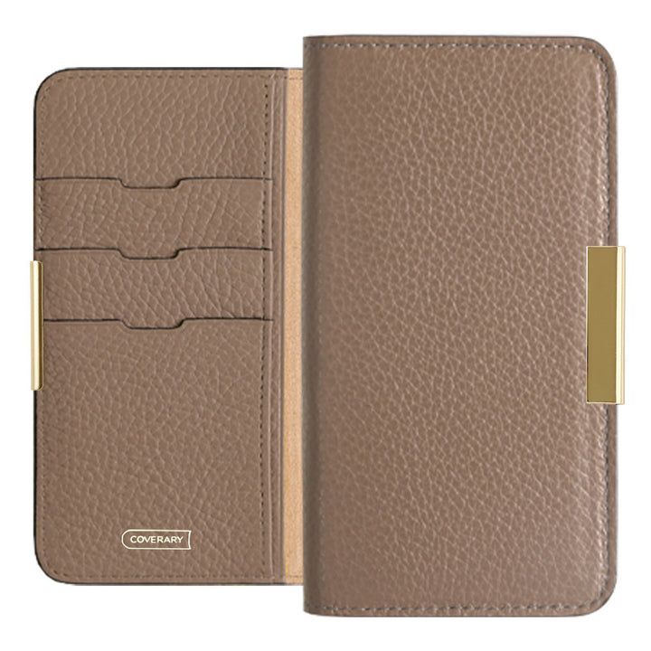Genuine leather 32 colors Italian shrink leather gold frame deco notebook-style case