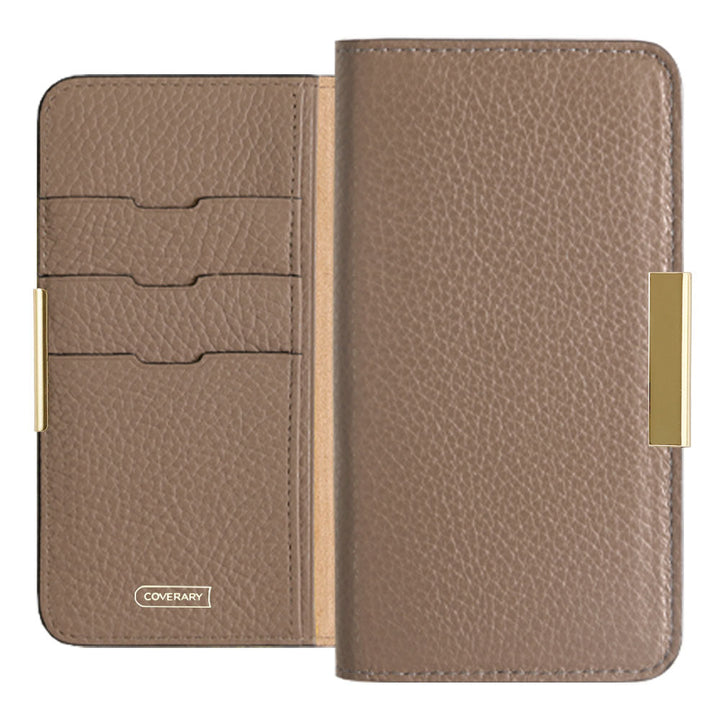 Genuine leather 32 colors Italian shrink leather gold frame deco notebook-style case Google Pixel series