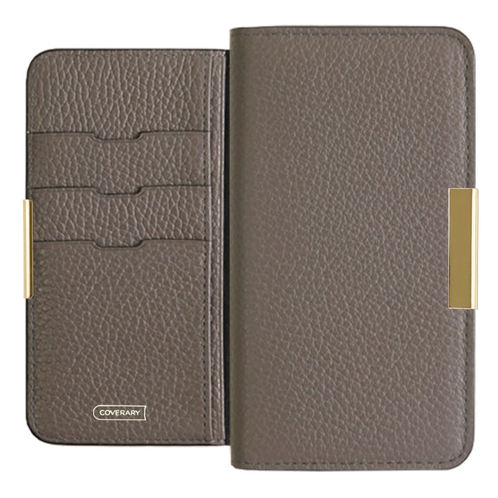 Genuine leather 32 colors Italian shrink leather gold frame deco notebook-style case