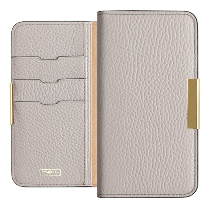 Genuine leather 32 colors Italian shrink leather gold frame deco notebook-style case Google Pixel series