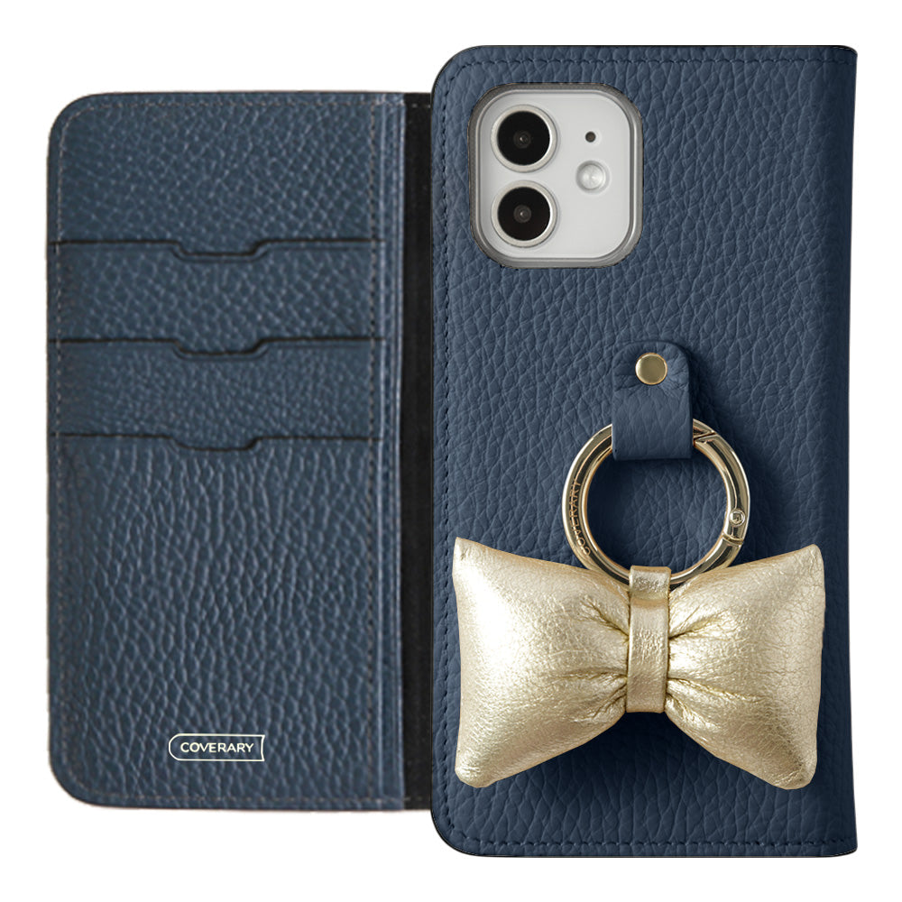 Genuine leather 32 colors Italian shrink leather with padded ribbon smartphone ring flip case Xperia series