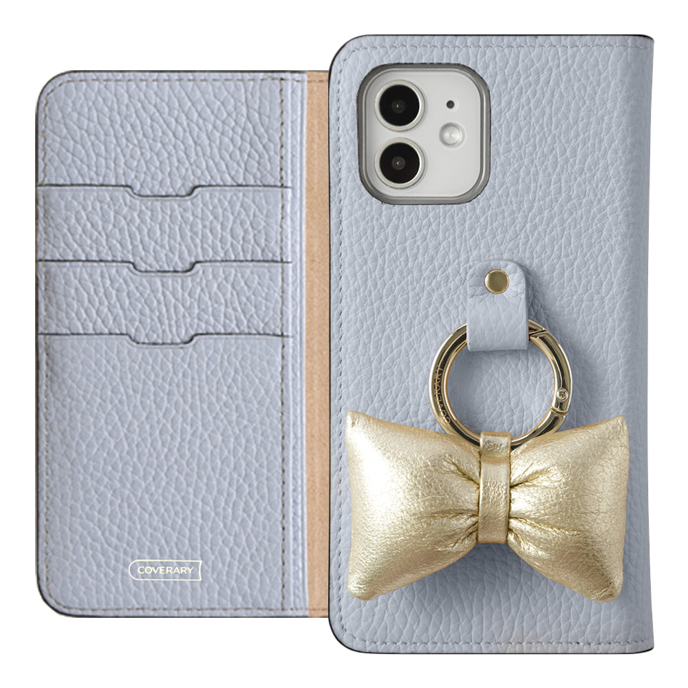 Genuine leather 32 colors Italian shrink leather with padded ribbon smartphone ring attached notebook-style case Galaxy series