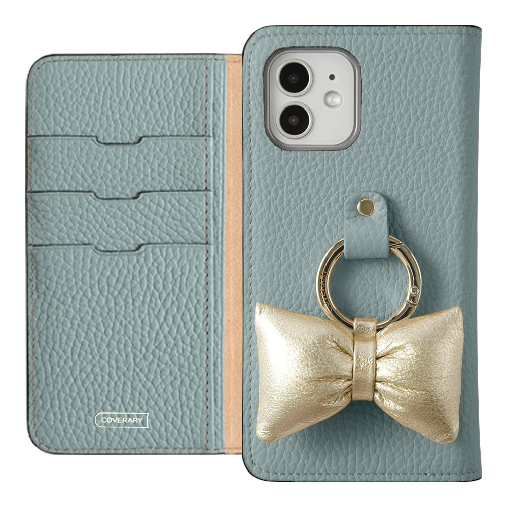 Genuine leather 32 colors Italian shrink leather with padded ribbon smartphone ring attached notebook-style case Galaxy series