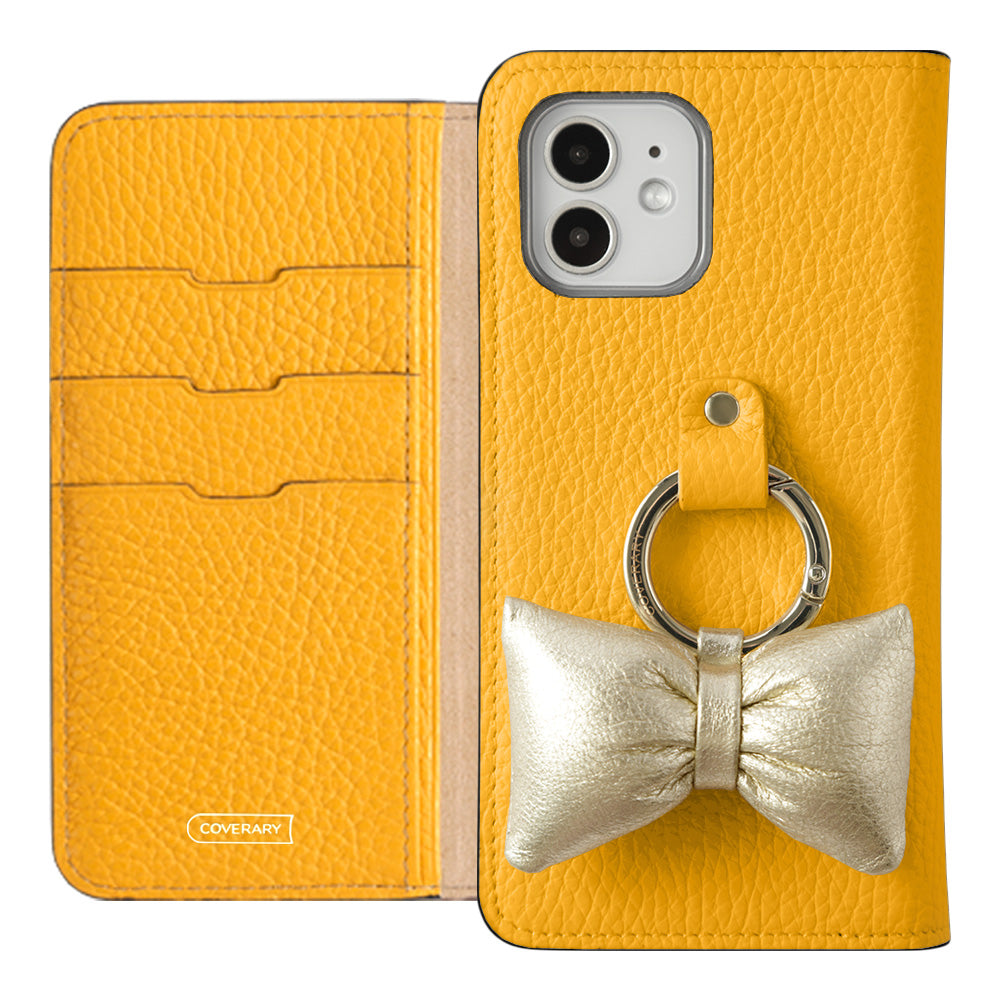 Genuine leather 32 colors Italian shrink leather with padded ribbon smartphone ring flip case Xperia series