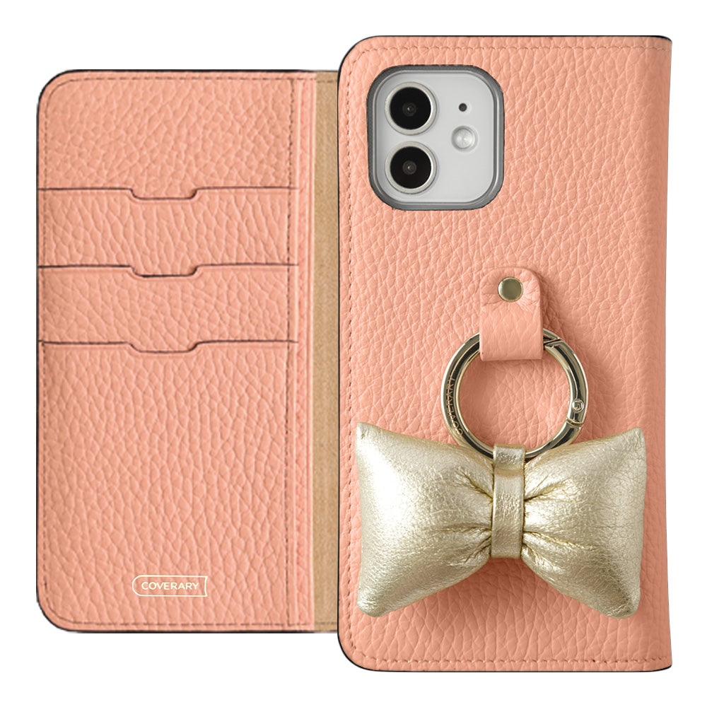 Genuine leather 32 colors Italian shrink leather with padded ribbon smartphone ring attached notebook-style case Galaxy series