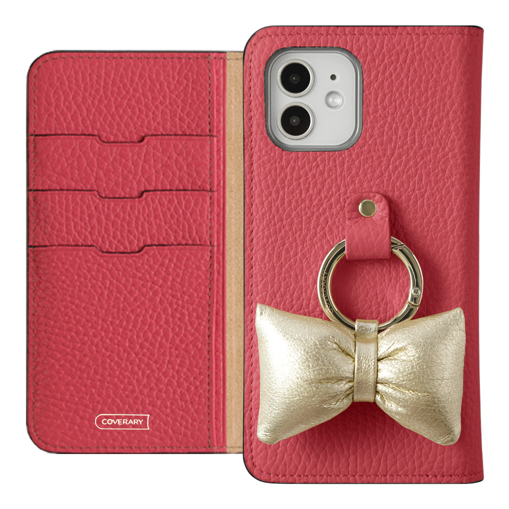 Genuine leather 32 colors Italian shrink leather with padded ribbon smartphone ring flip case Xperia series