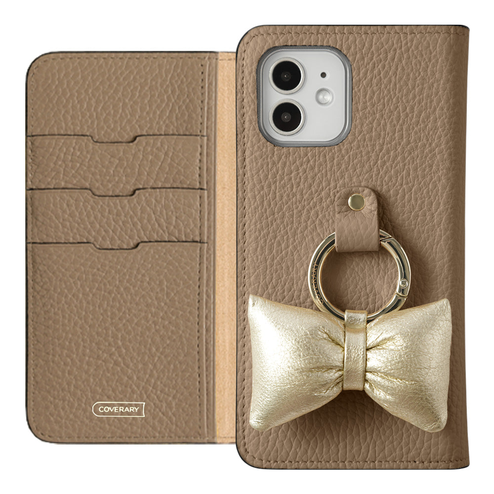 Genuine leather 32 colors Italian shrink leather with padded ribbon smartphone ring flip case Xperia series