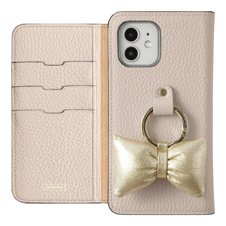 Genuine leather 32 colors Italian shrink leather with padded ribbon smartphone ring attached notebook-style case Galaxy series