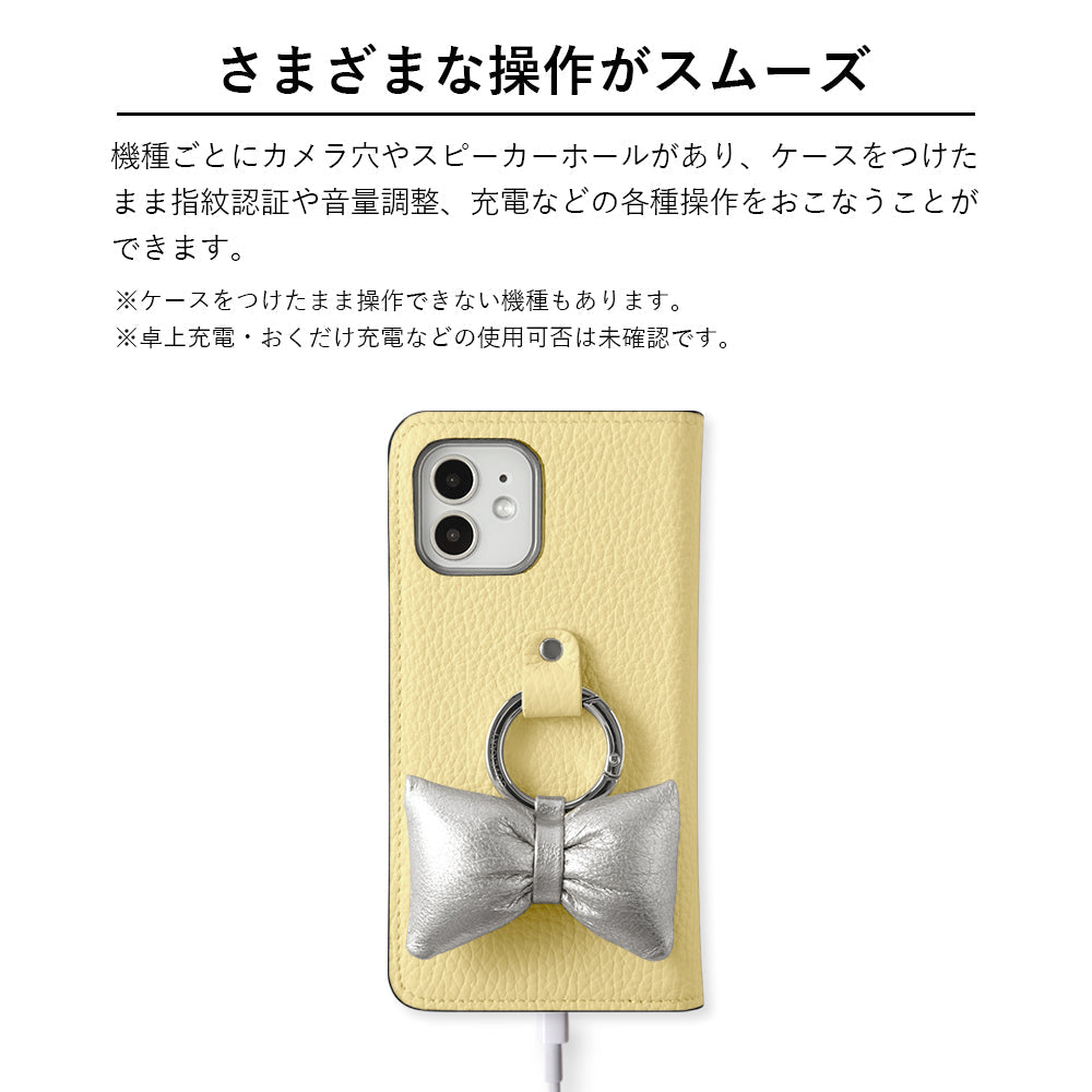 Genuine leather 32 colors Italian shrink leather with padded ribbon smartphone ring flip case Xperia series