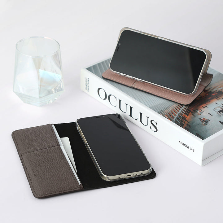 本革 イタリアンシュリンクレザー スタンド機能 手帳型ケース iPhoneシリーズ