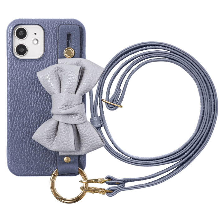 Cuir véritable 32 couleurs cuir italien grainé double ruban avec poignée et bandoulière étui arrière série AQUOS