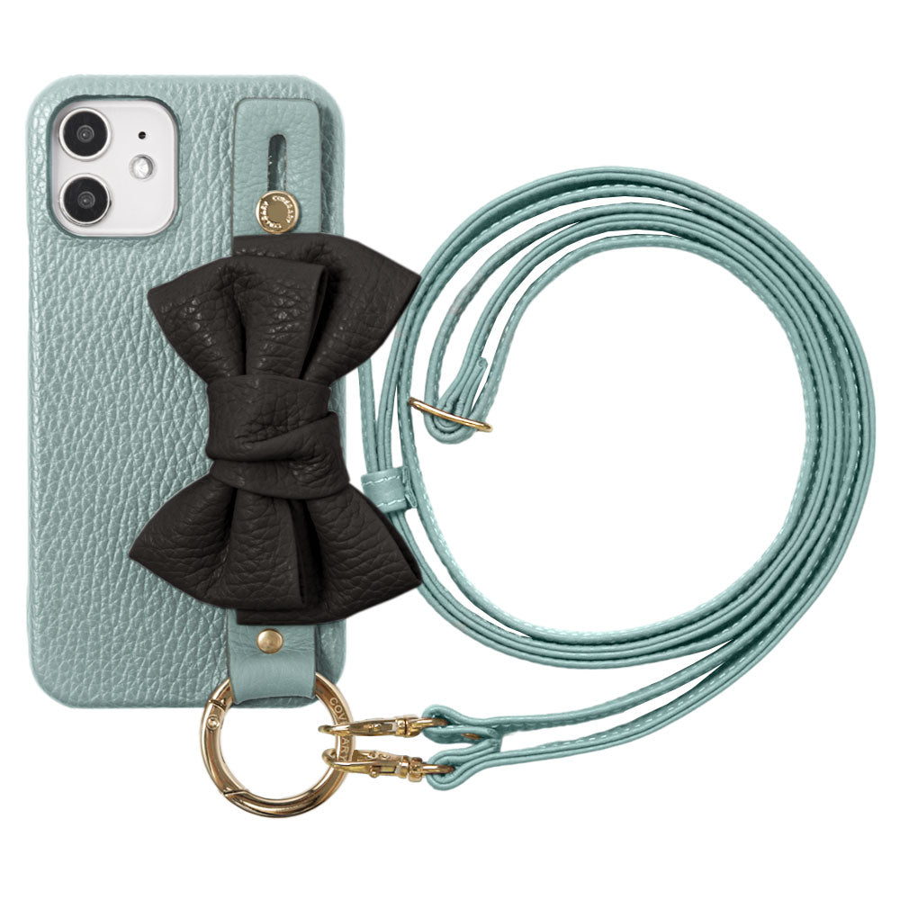 Cuir véritable 32 couleurs cuir italien grainé double ruban avec poignée et bandoulière étui arrière série AQUOS